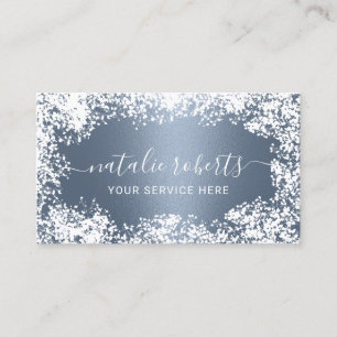 Rustic Baby's Breath Flowers Elegant Dusty Blue Business Card