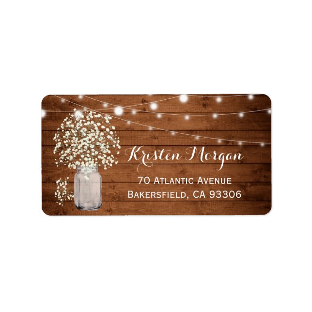 Rustic Baby's Breath Lights Return Address Label (Front)