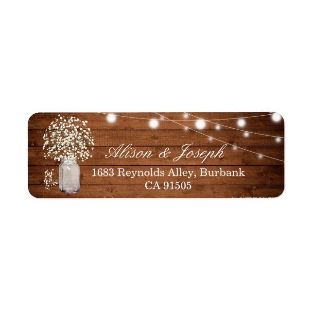 Rustic Baby's Breath Lights Return Address Label (Front)