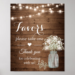 Rustic Baby's Breath Lights Wedding Favours Sign