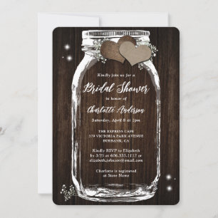 Rustic Baby's Breath Mason Jar Bridal Shower Invitation