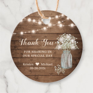Rustic Baby's Breath String Lights Thank You Favour Tags