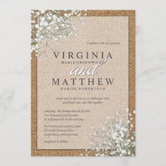 RUSTIC BABY'S BREATH WEDDING INVITATION