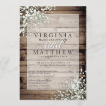 RUSTIC BABY'S BREATH WEDDING INVITATION