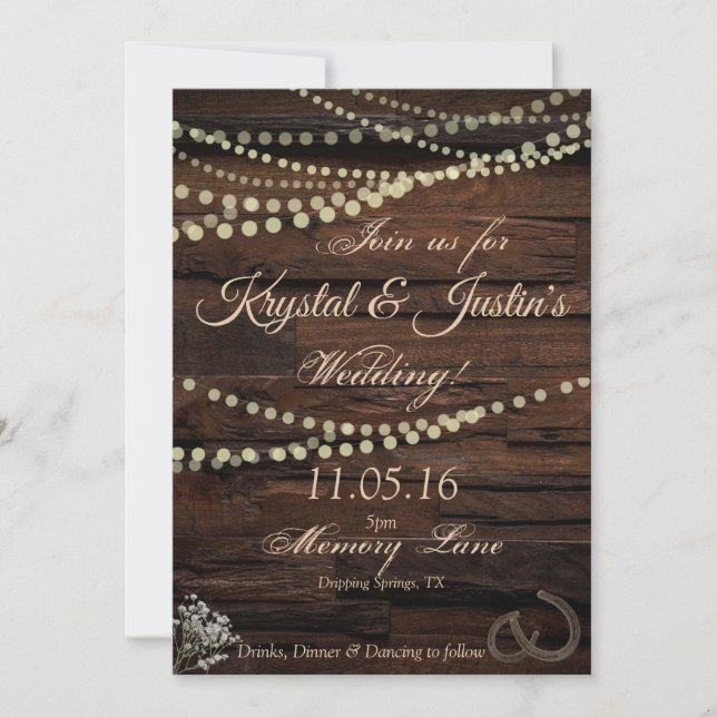 Rustic Baby's Breath Wedding Invitation (Front)