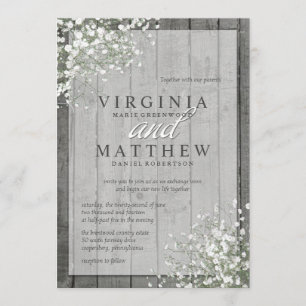 RUSTIC BABY'S BREATH WEDDING INVITATION