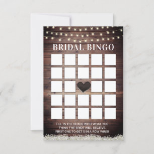 Rustic Baby's Breath Wooden Bridal Bingo Cards