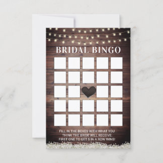 Rustic Baby's Breath Wooden Bridal Bingo Cards