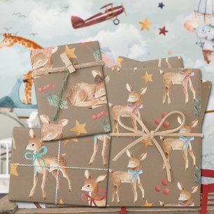 Rustic Baby's First Christmas Reindeer Party Wrapping Paper Sheet