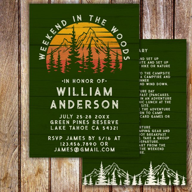 Rustic Bachelor Party Weekend Camping Mountains Invitation (Creator Uploaded)
