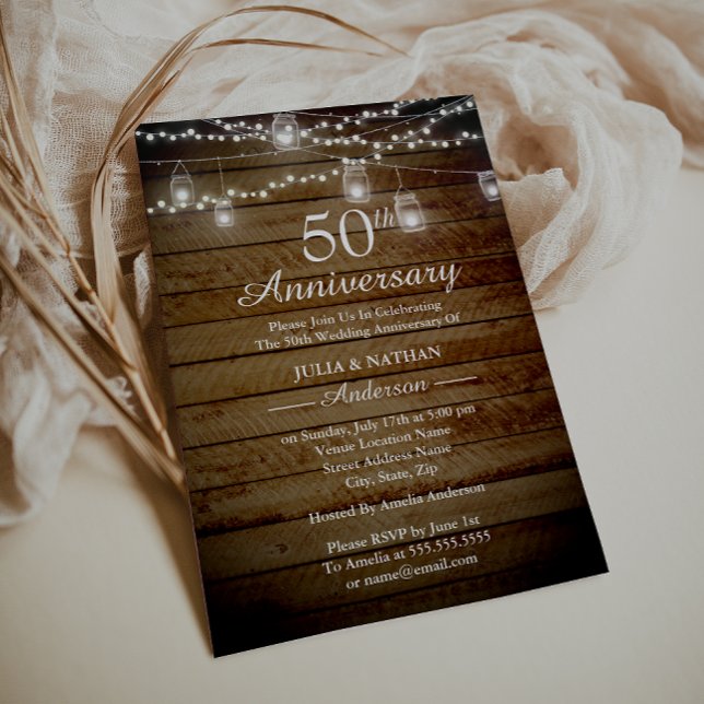 Rustic Backyard 50th Anniversary Invitation (Creator Uploaded)