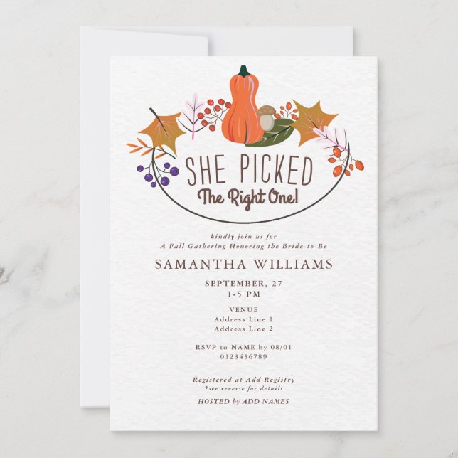 Rustic Backyard Barn - Pumpkin Fall Bridal Shower Invitation (Front)