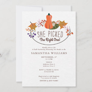 Rustic Backyard Barn - Pumpkin Fall Bridal Shower Invitation