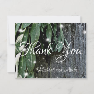 Rustic backyard barn wood and sage country charm thank you card