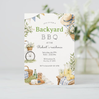 Rustic Backyard BBQ Summer Party Invitation