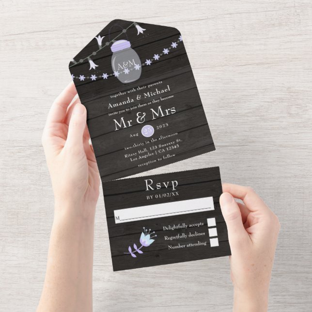 Rustic Backyard Mason Jar Spring All In One Invita Invitation (Tearaway)
