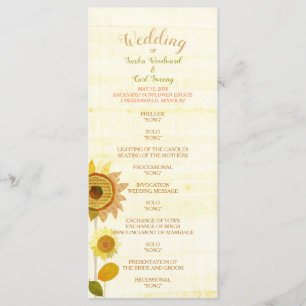 Rustic Backyard Sunflowers Wedding Program Programme