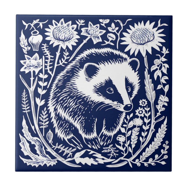Rustic Badger Ceramic Tile (Front)