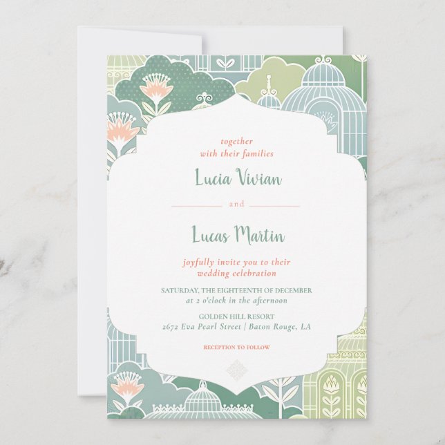 Rustic Baho Floral Vintage Pattern Wedding Invitation (Front)