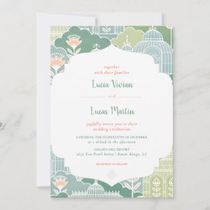 Rustic Baho Floral Vintage Pattern Wedding Invitation