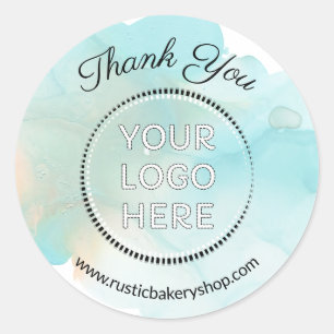 Rustic Bakery circle elegant cute logo thank you Classic Round Sticker