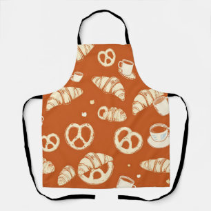 Rustic Bakery Croissants and Pretzels Hand-Drawn  Apron