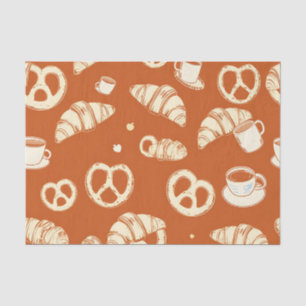 Rustic Bakery Croissants and Pretzels Hand-Drawn Tissue Paper