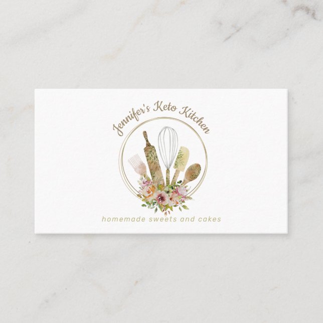 Rustic Bakery Elegant Chef Business Card (Front)