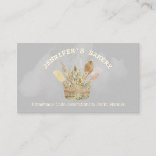 Rustic Bakery pastry Wooden chef watercolor Business Card