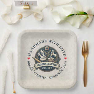 Rustic Bakery Store Pastry Dessert Sweet Cake Shop Paper Plate