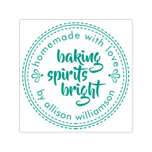 Rustic Baking Spirits Bright Christmas Green Self-inking Stamp