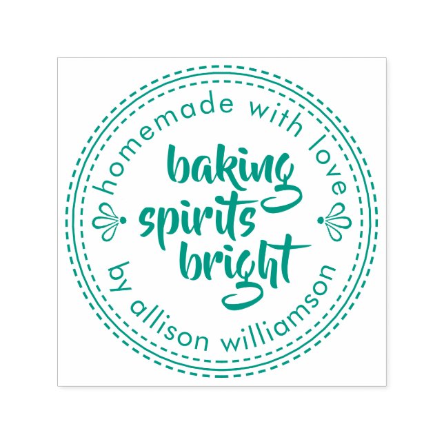 Rustic Baking Spirits Bright Christmas Green Self-inking Stamp (Design)