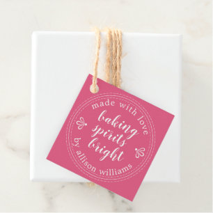 Rustic Baking Spirits Bright Holiday Hot Pink Favour Tags