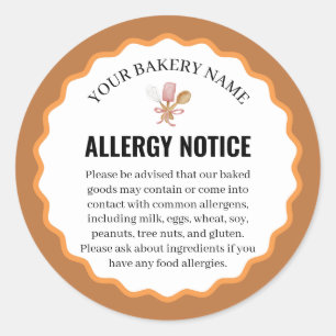 Rustic Baking Utensils Allergy Notice Label