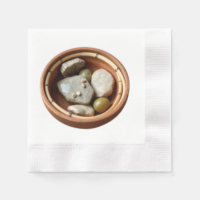 Rustic Bamboo and Stone Bowl Napkin (Front)