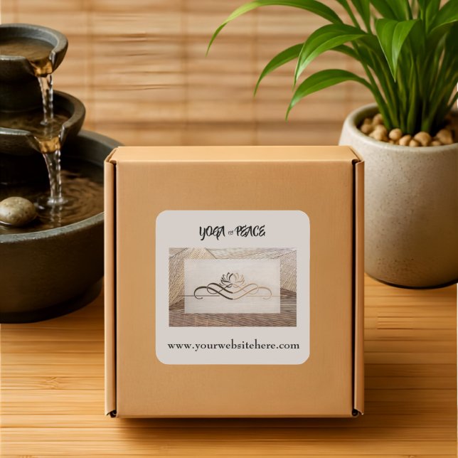 Rustic Bamboo Linen Look Lotus Flower Square Sticker (Creator Uploaded)