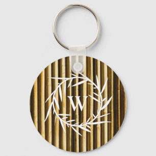 Rustic Bamboo Monogram Vertical Lines Key Ring