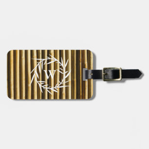Rustic Bamboo Monogram Vertical Lines Pattern Luggage Tag