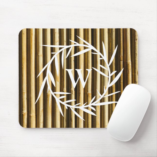 Rustic Bamboo Monogram Vertical Lines Pattern Mouse Mat (With Mouse)