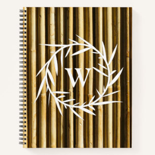 Rustic Bamboo Monogram Vertical Lines Pattern Notebook