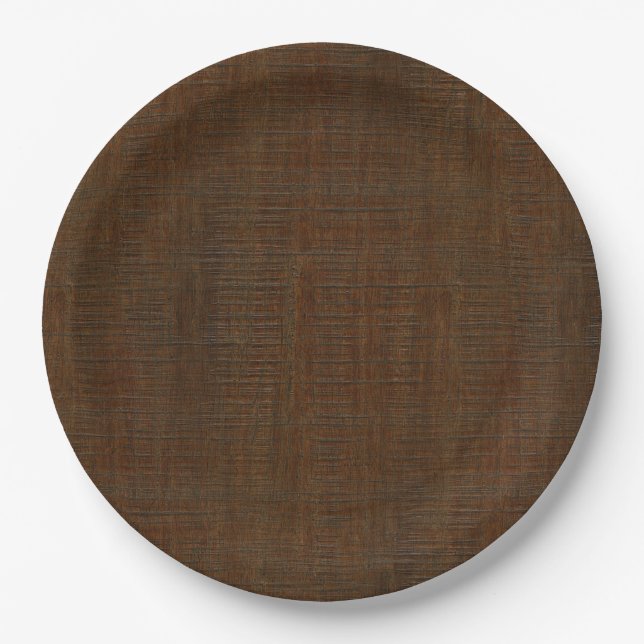 Rustic Bamboo Wood Grain Texture Look Paper Plate (Front)