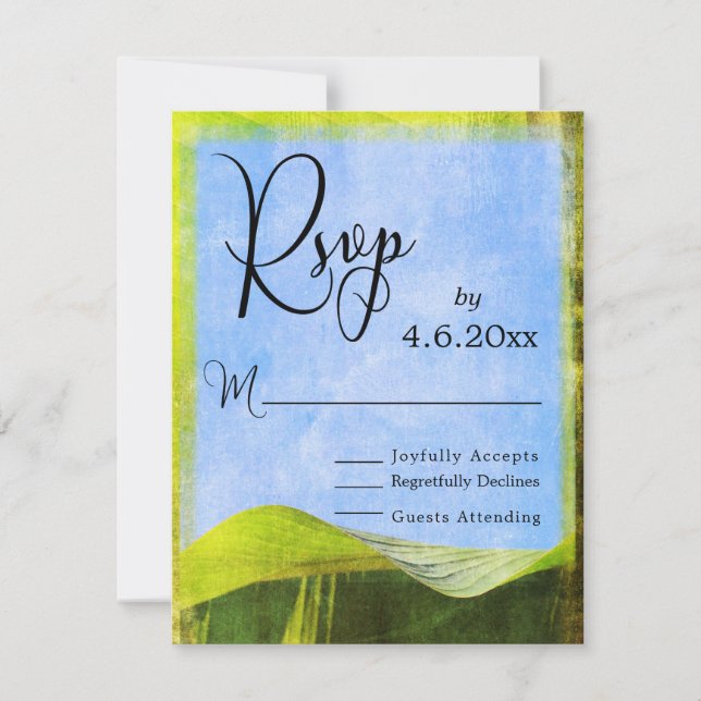 Rustic Banana Leaf Boho Destination Wedding RSVP Card (Front)
