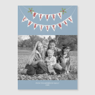 Rustic Banner - Magnetic Christmas Photo Card