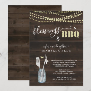 Rustic Baptism / Christening BBQ Party Invitation