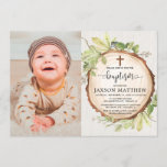 Rustic baptism photo woodland fall foliage invitation<br><div class="desc">For more advanced customisation of this design,  simply select the "Customise It" button above!</div>