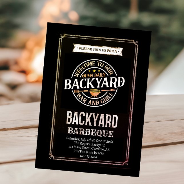 Rustic Barbecue Backyard BBQ Party Invitation (Creator Uploaded)