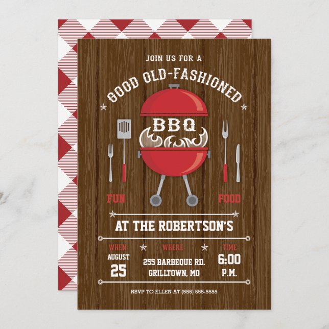 Rustic Barbecue Invitation (Front/Back)