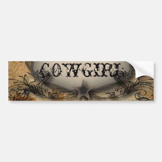 rustic barbed wire western country cowboy wedding bumper sticker (Front)