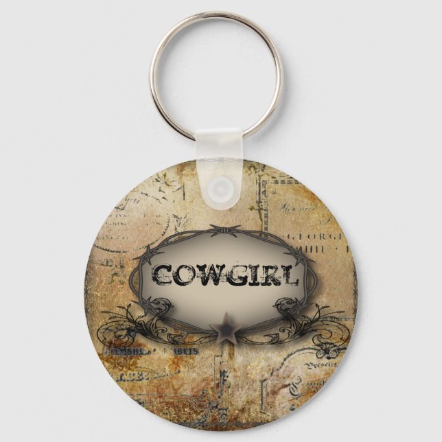 rustic barbed wire western country cowboy wedding key ring (Front)