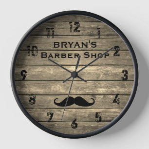 Rustic Barber Shop Large Clock
